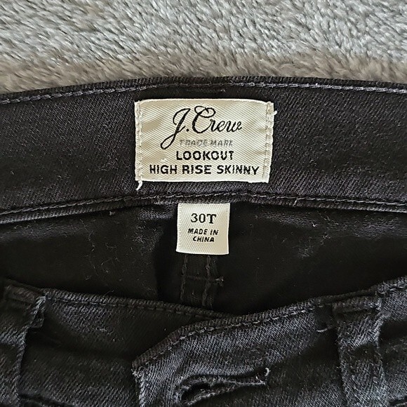 J Crew Lookout High-Rise Skinny Jeans, Black, Size 30T (Tall) - Picture 3 of 3